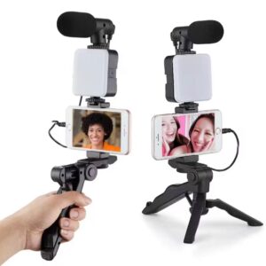 4-in-1 Multifunction Stick with Microphone, Light & Phone Holder | BOUUA EDITORA TECH